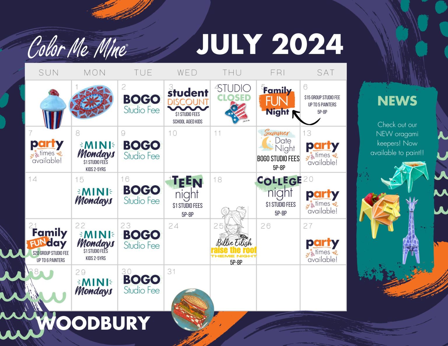 Monthly Calendar Woodbury